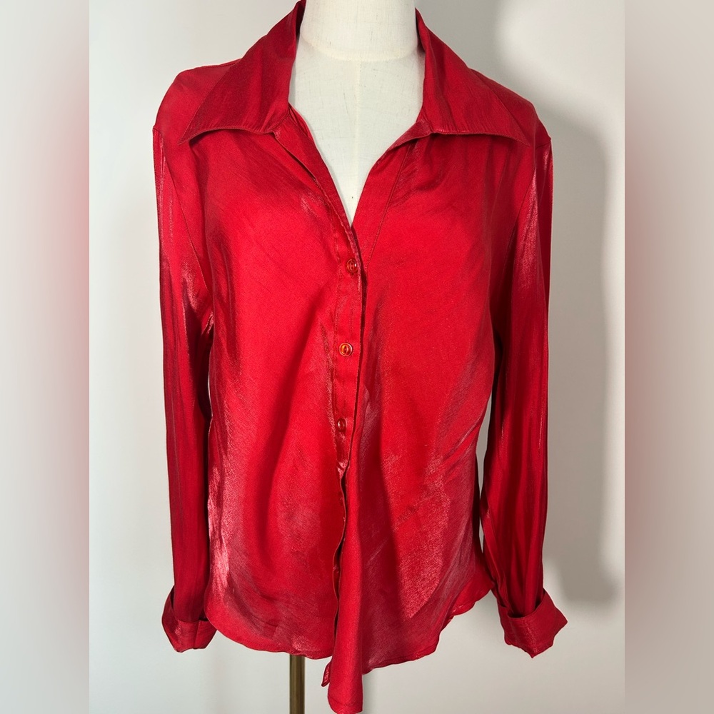 VTG 90s BLUE DIAMOND Shimmer Button Up Shirt